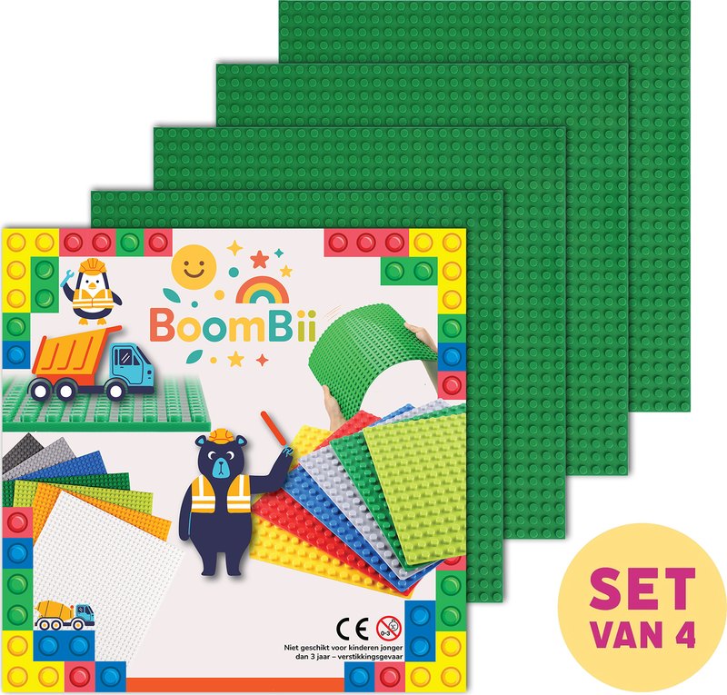 Set van vier donkergroene BoomBii bouwplaten