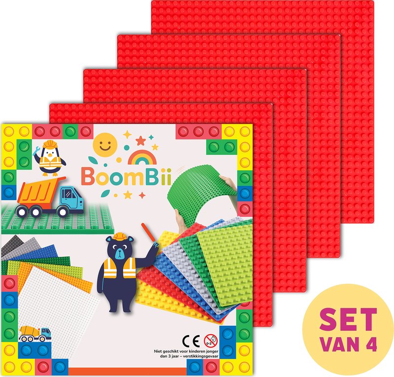 Set van vier rode BoomBii bouwplaten